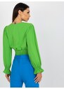 Fashionhunters Světle zelená společenská halenka s nabíranými rukávy