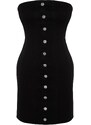 Trendyol Black Front Buttoned Mini Denim Dress