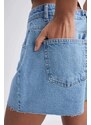 DEFACTO Mom Fit High Waist Cropped Cut High Leg Jean Shorts