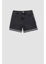 DEFACTO Girl's Mom Fit Flared Detailed Jean Shorts