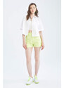 DEFACTO Coool Paperbag Fit High Waist Pocket Cotton Shorts