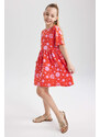 DEFACTO Girl Patterned Short Sleeve Combed Cotton Dress