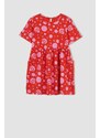 DEFACTO Girl Patterned Short Sleeve Combed Cotton Dress