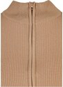 URBAN CLASSICS Ladies Cropped Rib Knit Zip Cardigan - unionbeige