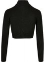 URBAN CLASSICS Ladies Cropped Rib Knit Zip Cardigan - black