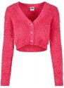 URBAN CLASSICS Ladies Cropped Feather Cardigan - hibiskus pink