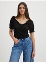 Černý crop top Pieces Tegan - Dámské