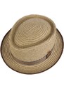 Béžový porkpie klobouk od Mayser Andy - vícebarevná stuha