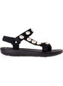 SHELOVET BLACK SANDALS WITH SHELLS