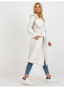 Fashionhunters Světle šedý melanžový teplákový kabát s páskem