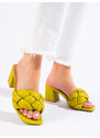 Shelvt Green Women's Heeled Slippers