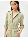 Koton Zippered Trench Coat with Pockets and Fold Over the Sleeves