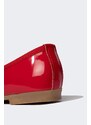 DEFACTO Girl's Flat Sole Red Faux Leather Patent Leather Flats