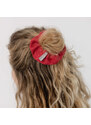 CLEANWEAR Dámská lněná scrunchies gumička do vlastů - ČERVENÁ