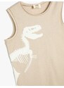 Koton Undershirt Dinosaur Printed Sleeveless Crew Neck Cotton