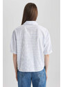 DEFACTO Crop V-Neck Short Sleeve Shirt