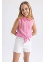 DEFACTO Girl Regular Fit Patterned Short Sleeve Shirt