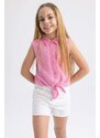 DEFACTO Girl Regular Fit Patterned Short Sleeve Shirt