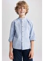 DEFACTO Boy Stand Collar Cotton Long Sleeve Shirt