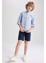 DEFACTO Boy Stand Collar Cotton Long Sleeve Shirt