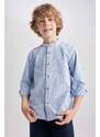 DEFACTO Boy Stand Collar Cotton Long Sleeve Shirt