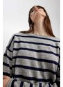 DEFACTO Relax Fit Crew Neck Striped Sweater