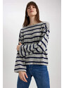 DEFACTO Relax Fit Crew Neck Striped Sweater