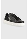 Kožené sneakers boty Calvin Klein Jeans CHUNKY CUPSOLE MONO LTH WN černá barva, YW0YW01224