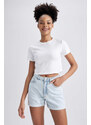 DEFACTO Mom Fit High Waist Folded Leg Jean Shorts