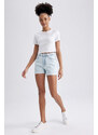 DEFACTO Mom Fit High Waist Folded Leg Jean Shorts