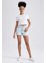 DEFACTO Mom Fit High Waist Folded Leg Jean Shorts