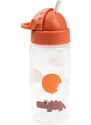 Oranžová plastová láhev s brčkem Done by Deer Happy clouds 350 ml