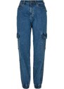 URBAN CLASSICS Ladies Organic Stretch Denim Cargo Pants - clearblue washed