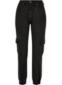 URBAN CLASSICS Ladies Organic Stretch Denim Cargo Pants - black washed