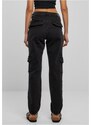 URBAN CLASSICS Ladies Organic Stretch Denim Cargo Pants - black washed