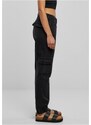 URBAN CLASSICS Ladies Organic Stretch Denim Cargo Pants - black washed
