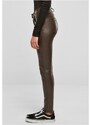 URBAN CLASSICS Ladies Mid Waist Synthetic Leather Pants - brown