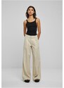 URBAN CLASSICS Ladies High Linen Mixed Wide Leg Pants - softseagrass