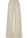 URBAN CLASSICS Ladies High Linen Mixed Wide Leg Pants - softseagrass