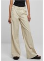 URBAN CLASSICS Ladies High Linen Mixed Wide Leg Pants - softseagrass