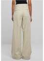 URBAN CLASSICS Ladies High Linen Mixed Wide Leg Pants - softseagrass