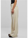 URBAN CLASSICS Ladies High Linen Mixed Wide Leg Pants - softseagrass