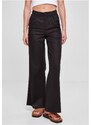 URBAN CLASSICS Ladies High Linen Mixed Wide Leg Pants - black