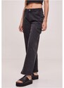 URBAN CLASSICS Ladies High Waist Straight Denim Cargo Pants - black washed