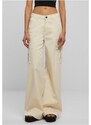 URBAN CLASSICS Ladies High Waist Wide Leg Twill Cargo Pants - whitesand