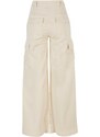 URBAN CLASSICS Ladies High Waist Wide Leg Twill Cargo Pants - whitesand