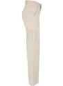 URBAN CLASSICS Ladies High Waist Wide Leg Twill Cargo Pants - whitesand