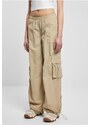 URBAN CLASSICS Ladies Wide Crinkle Nylon Cargo Pants - concrete