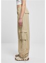 URBAN CLASSICS Ladies Wide Crinkle Nylon Cargo Pants - concrete