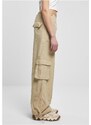 URBAN CLASSICS Ladies Wide Crinkle Nylon Cargo Pants - concrete